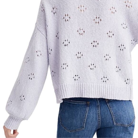 Madewell Womens XS Floral Pointelle Pullover Sweater in Lavender - Picture 2 of 10